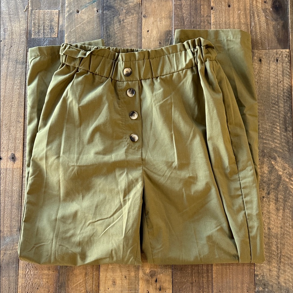 Kittenish Olive Green Elastic Waist Pants